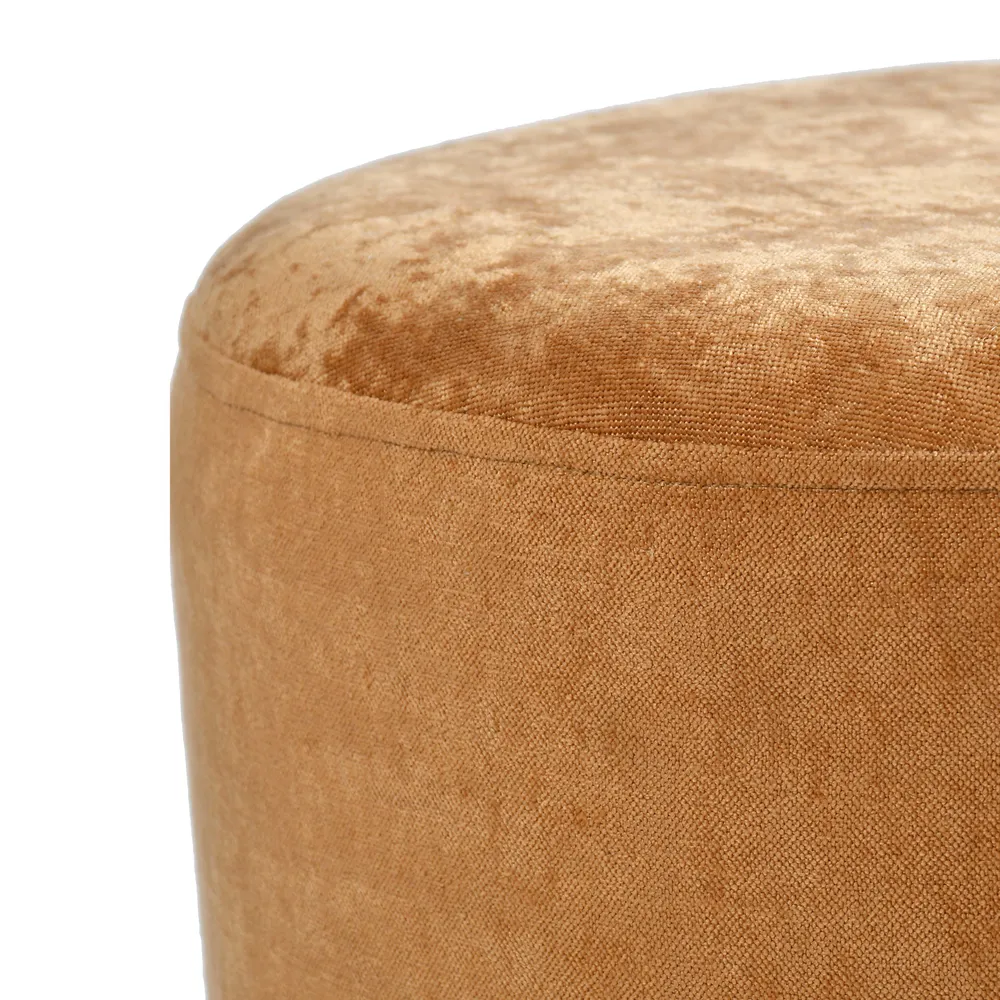 Rich Gold Velvet Solid Wooden Pouffe Stool