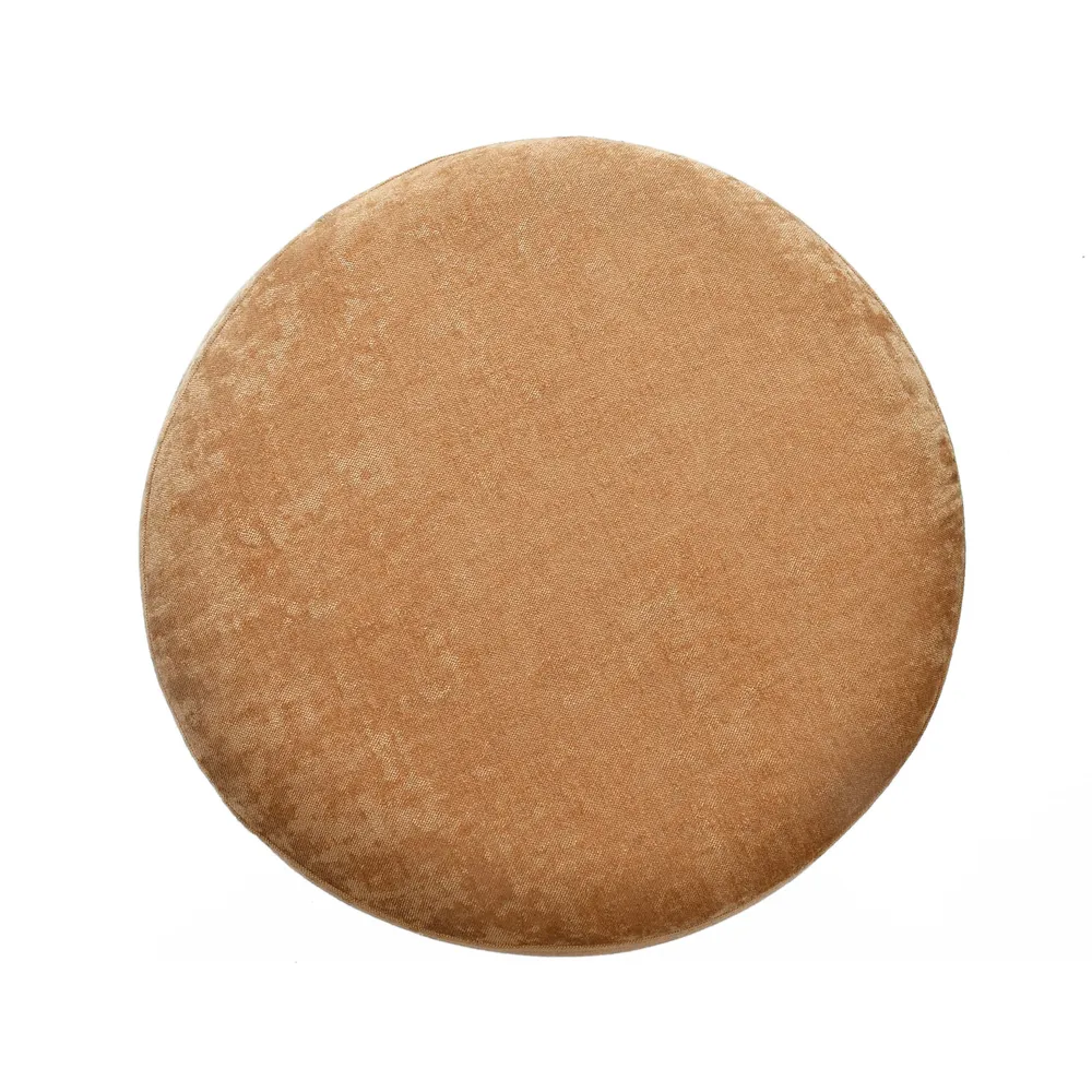Rich Gold Velvet Solid Wooden Pouffe Stool