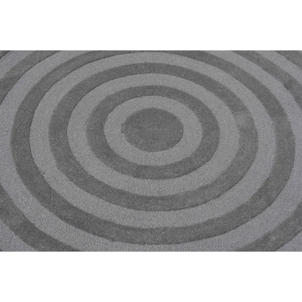 Rich Gray Spiral Designer Tufted Round Area Carpet 3X3ft