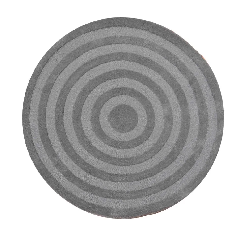 Rich Gray Spiral Designer Tufted Round Area Carpet 3X3ft