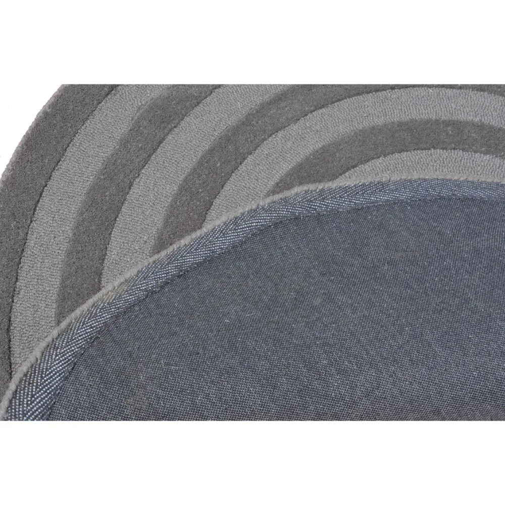Rich Gray Spiral Designer Tufted Round Area Carpet 3X3ft