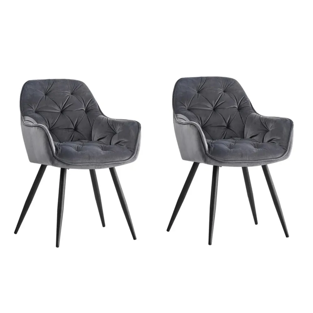 Rich Grey Comfy Padded Tufted Velvet Lounge Chair Single chair