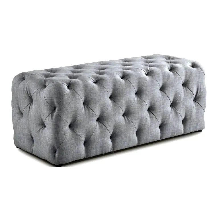 Rich Grey Resilient & Super Soft Luxurious Tufted Velvet Upholstered Bench