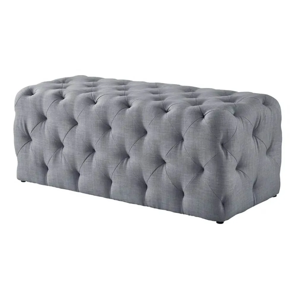 Rich Grey Resilient & Super Soft Luxurious Tufted Velvet Upholstered Bench