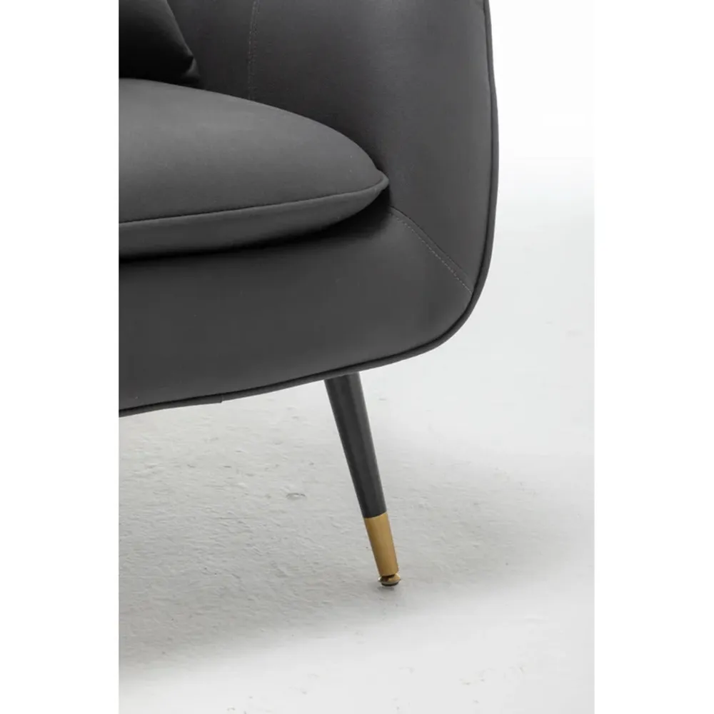 Rich Grey Thick Padded Velvet Armchair with Cushion Single Piece