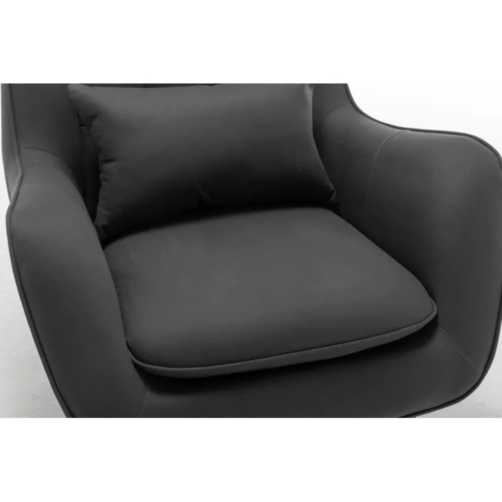 Rich Grey Thick Padded Velvet Armchair with Cushion Single Piece
