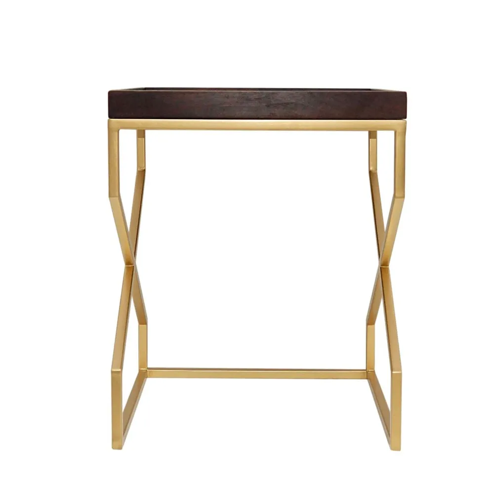 Rich Maroon Elegant Metal Coffee Table