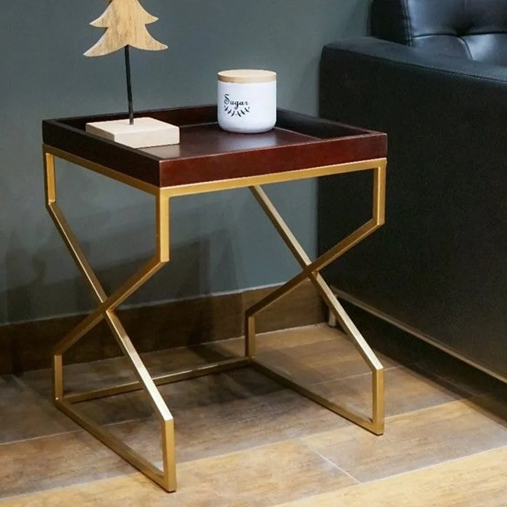 Rich Maroon Elegant Metal Coffee Table