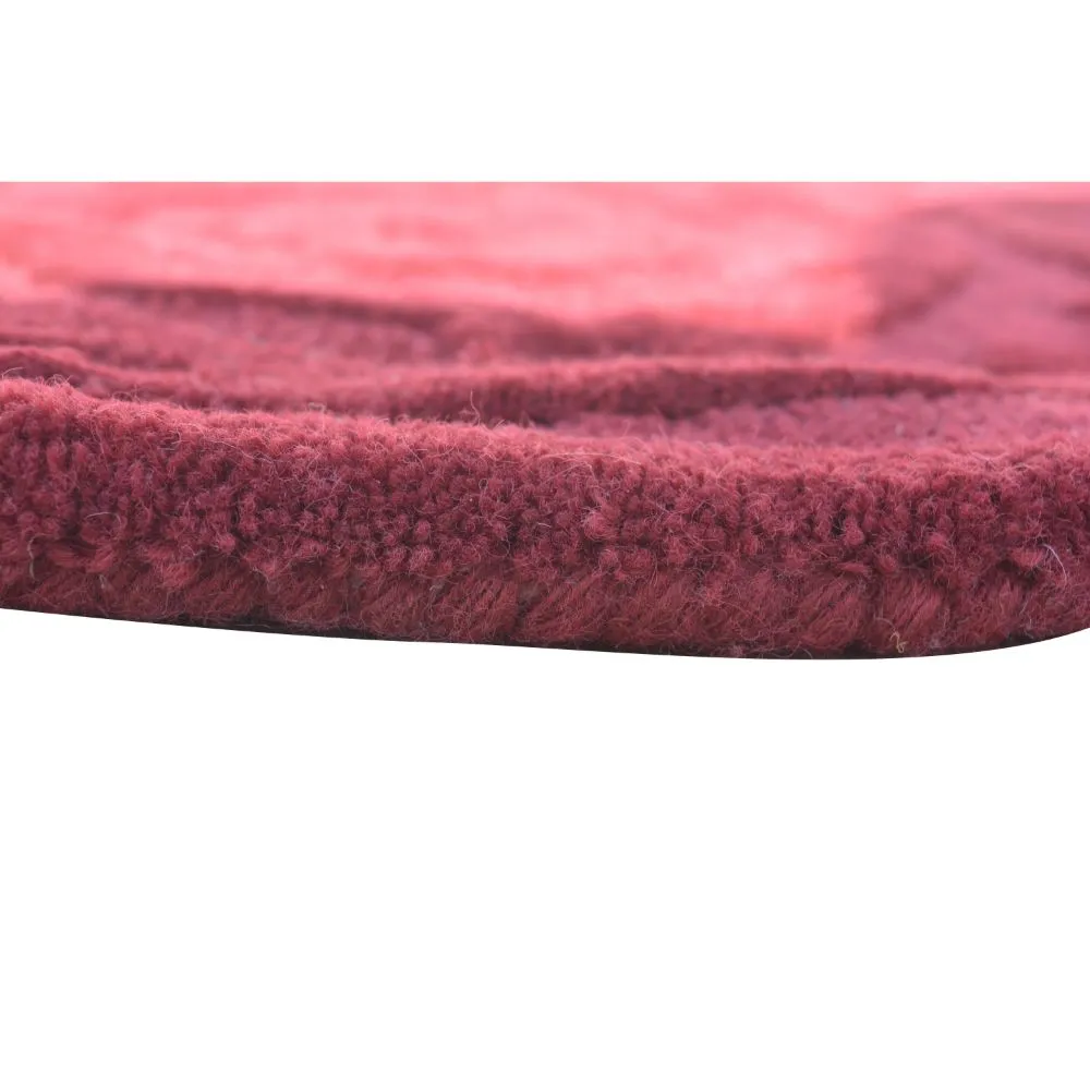 Rich Maroon Traditional Designer Tufted Round Area Carpet 5X5ft