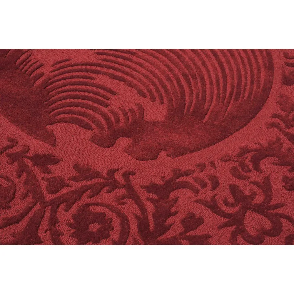 Rich Maroon Traditional Designer Tufted Round Area Carpet 5X5ft