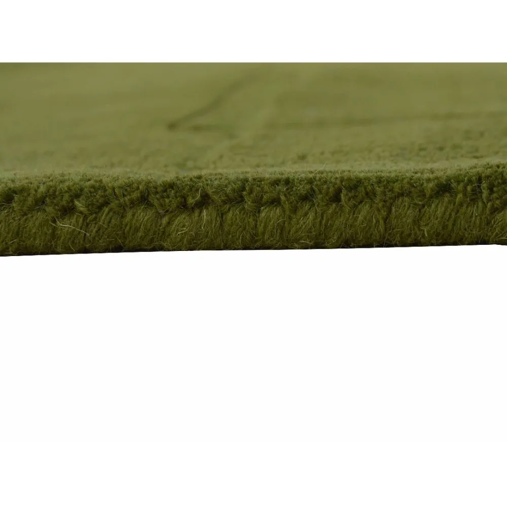 Rich Olive Green Plain Basic Tufted Round Area Carpet 3X3ft