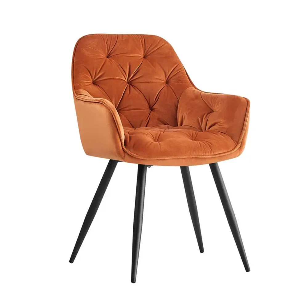 Rich Orange Comfy Padded Tufted Velvet Lounge Chair Single chair