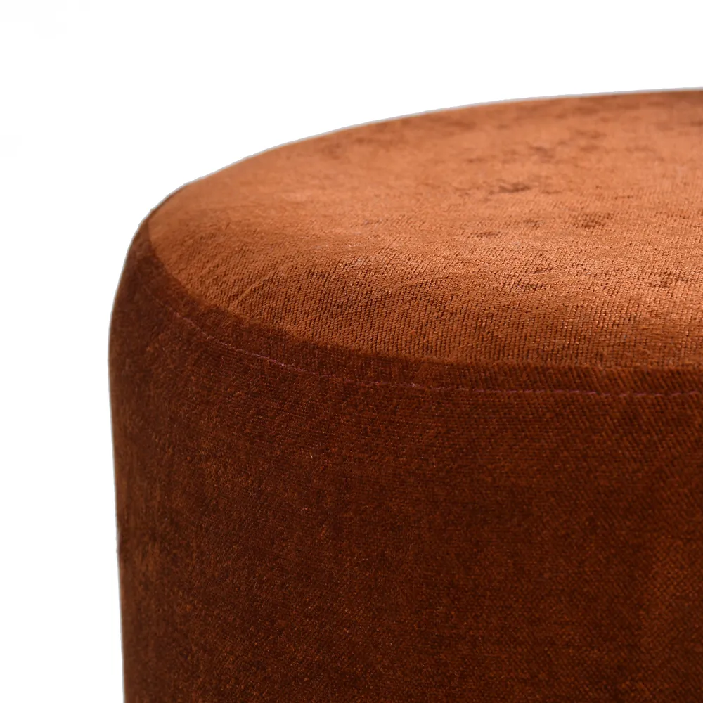 Rich Orange Solid Wooden Pouffe Stool Single Piece