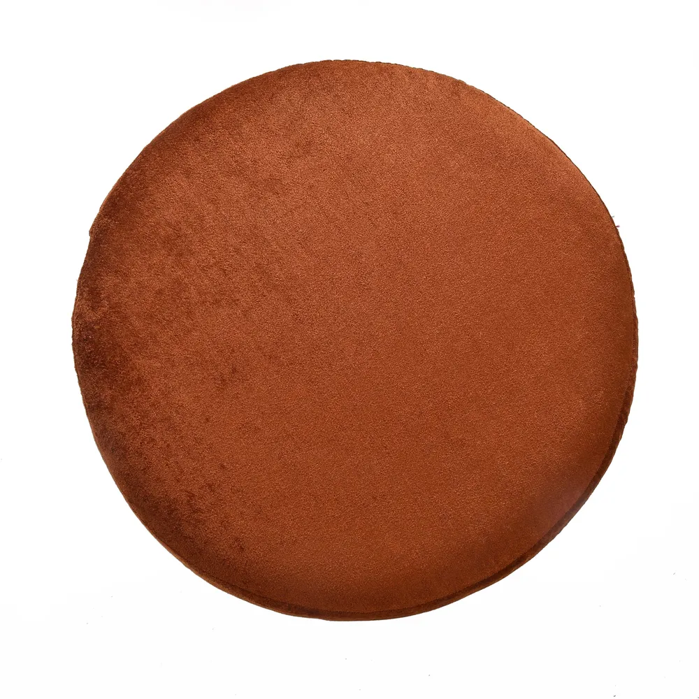 Rich Orange Solid Wooden Pouffe Stool Single Piece