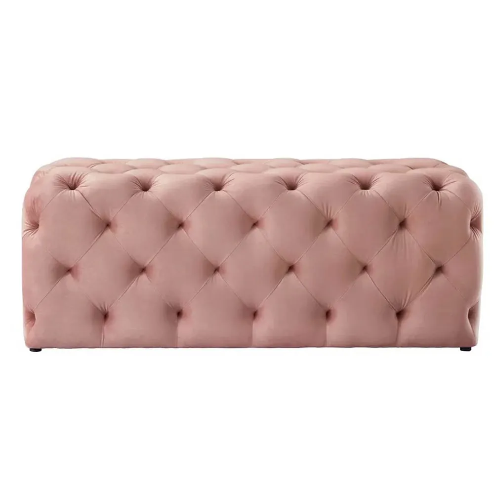 Rich Pink Resilient & Super Soft Luxurious Tufted Velvet Upholstered Bench