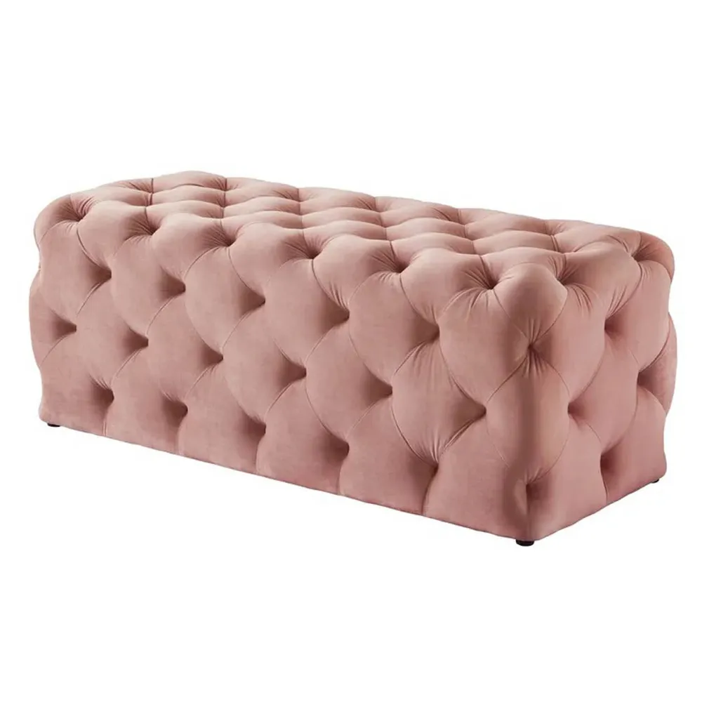 Rich Pink Resilient & Super Soft Luxurious Tufted Velvet Upholstered Bench