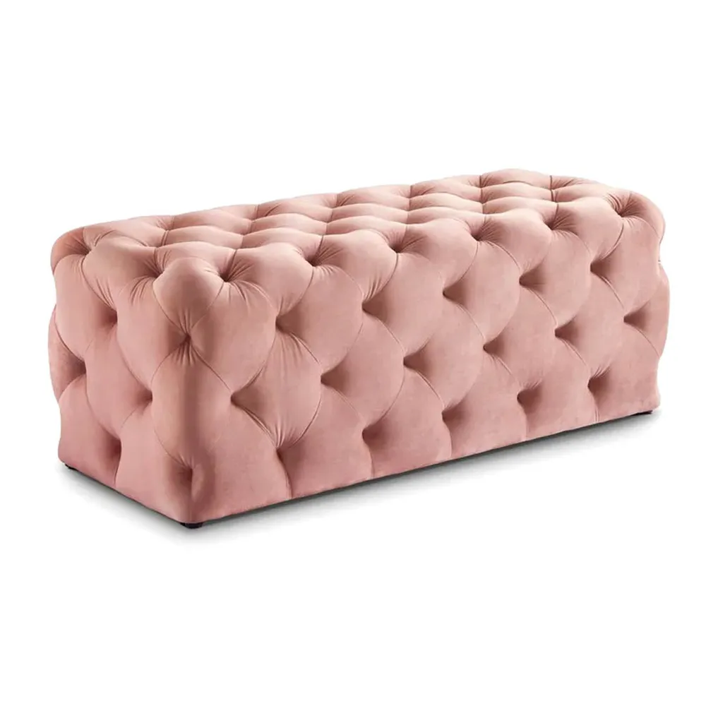 Rich Pink Resilient & Super Soft Luxurious Tufted Velvet Upholstered Bench