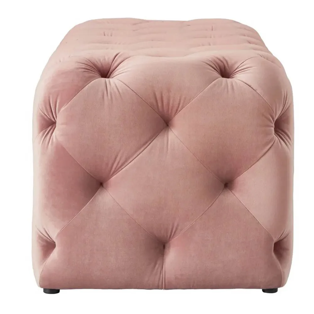 Rich Pink Resilient & Super Soft Luxurious Tufted Velvet Upholstered Bench