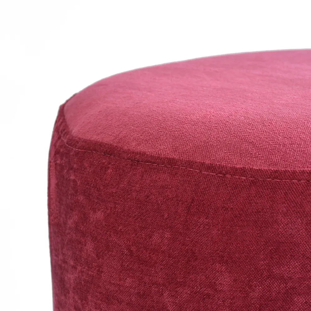 Rich Pink Velvet Solid Wooden Pouffe Stool