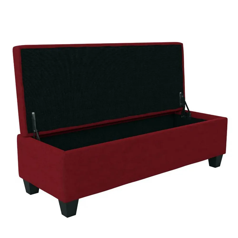 Rich Red Resilient & Super Soft Luxurious Velvet Flip Top Storage Bench
