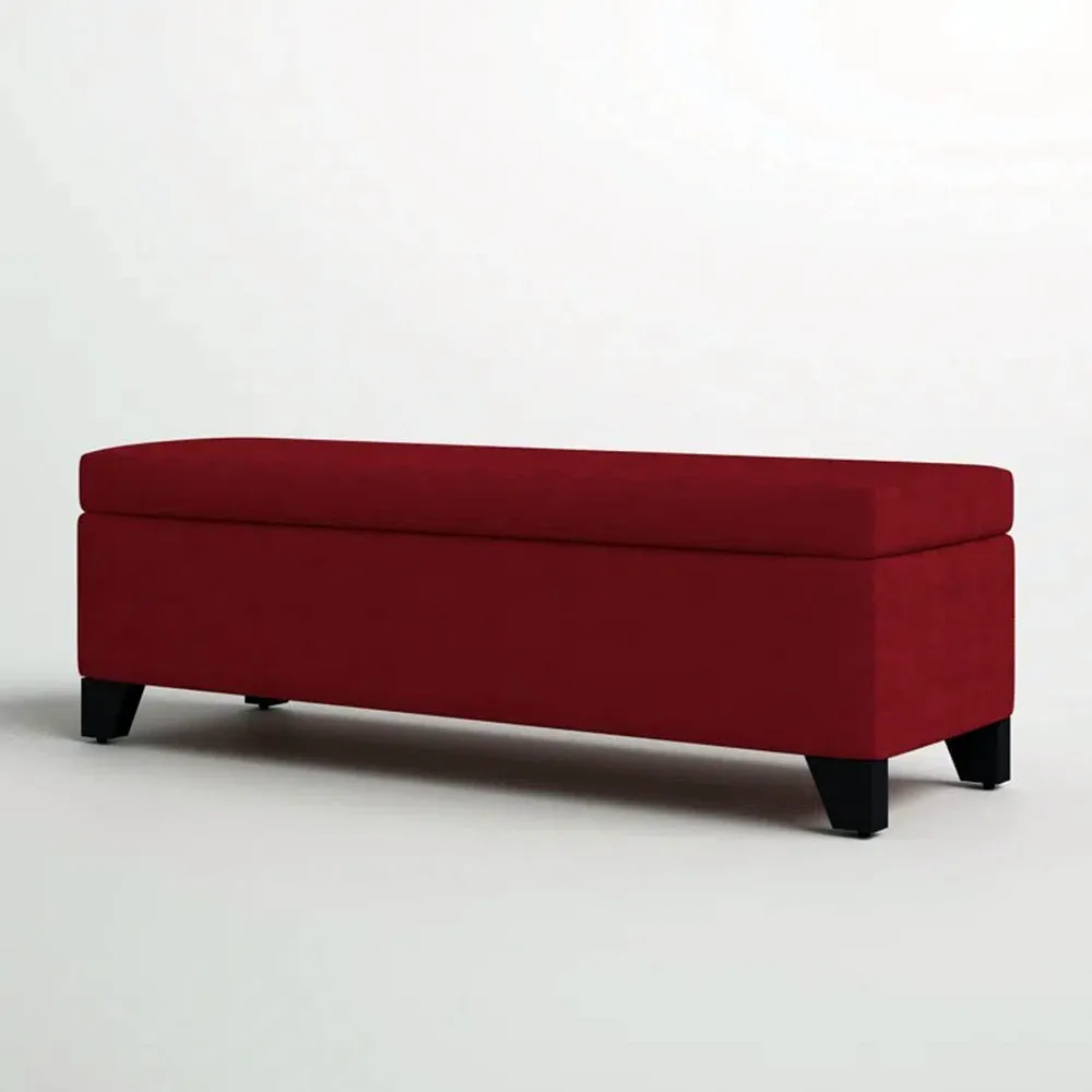 Rich Red Resilient & Super Soft Luxurious Velvet Flip Top Storage Bench