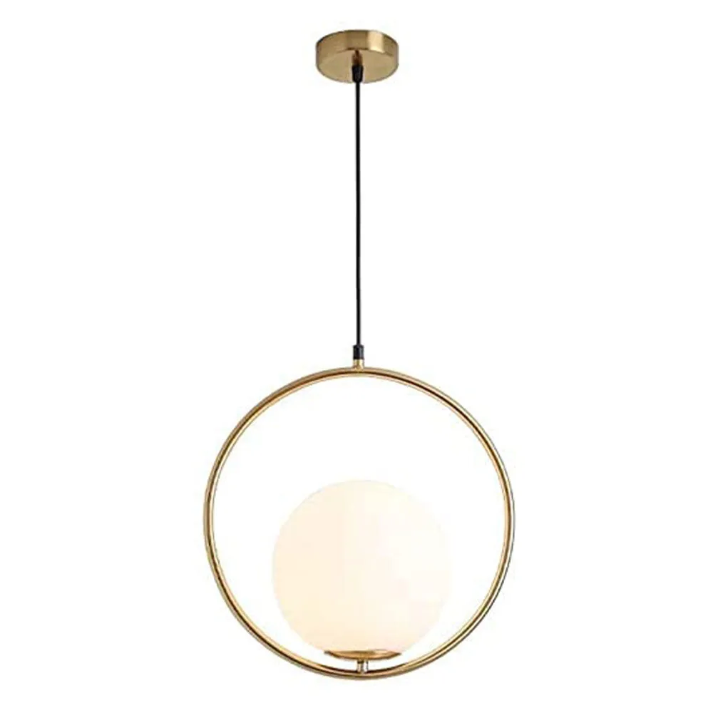 Ring Patterned Round Golden Ceiling Light Single Piece