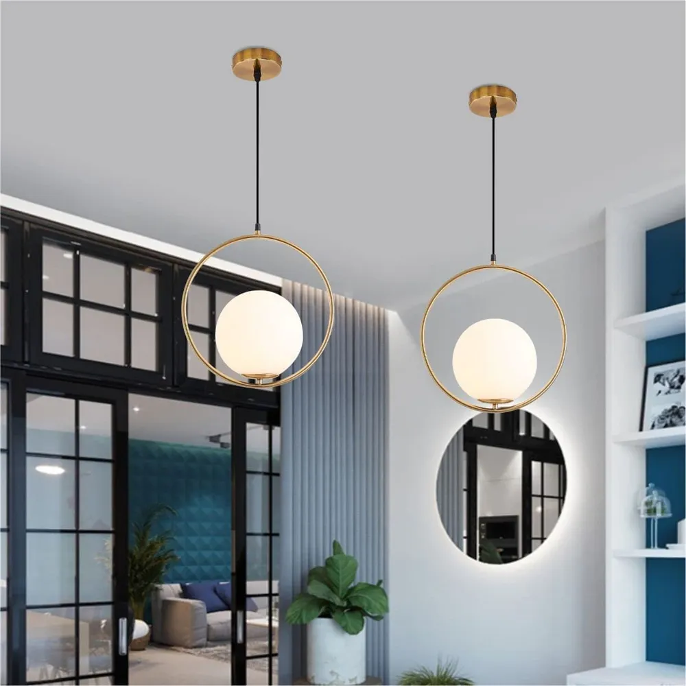 Ring Patterned Round Golden Ceiling Light Single Piece