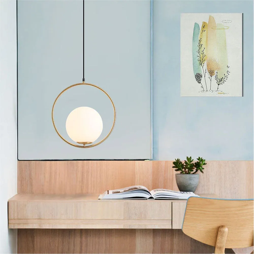 Ring Patterned Round Golden Ceiling Light Single Piece