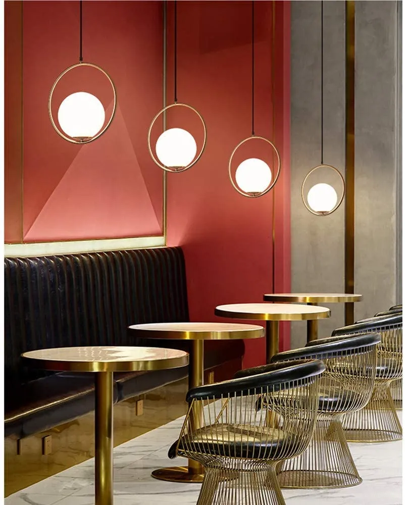 Ring Patterned Round Golden Ceiling Light Single Piece