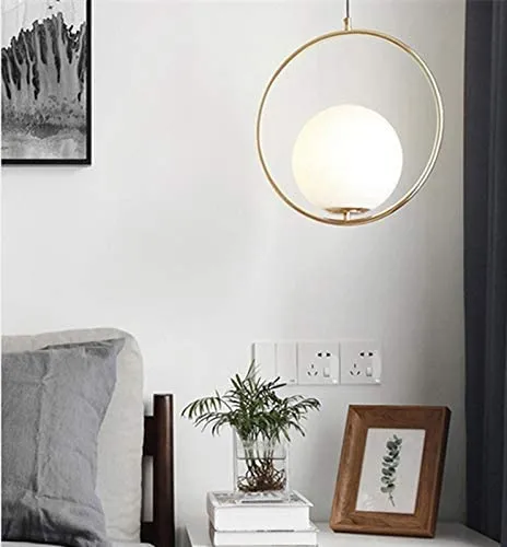 Ring Patterned Round Golden Ceiling Light Single Piece