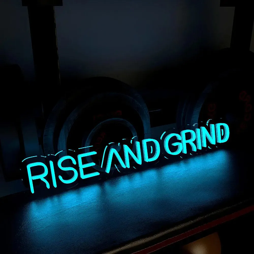 Rise And Grind' LED Neon Light for Gym Wall Decor Red