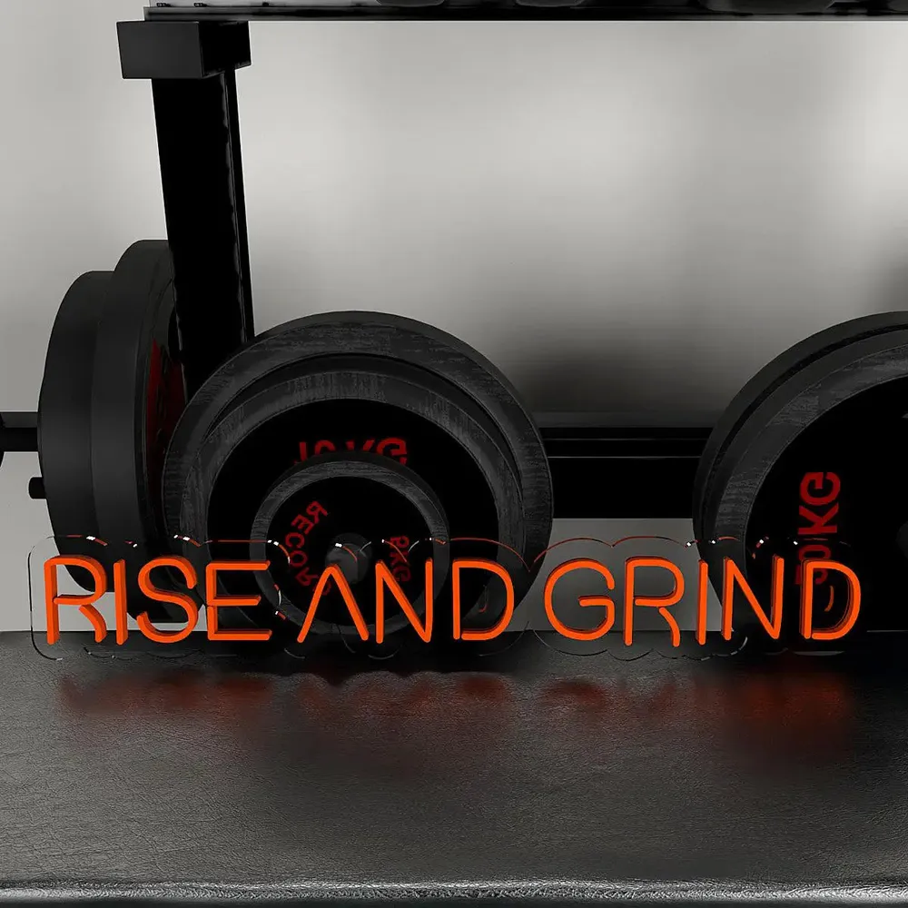 Rise And Grind' LED Neon Light for Gym Wall Decor Red