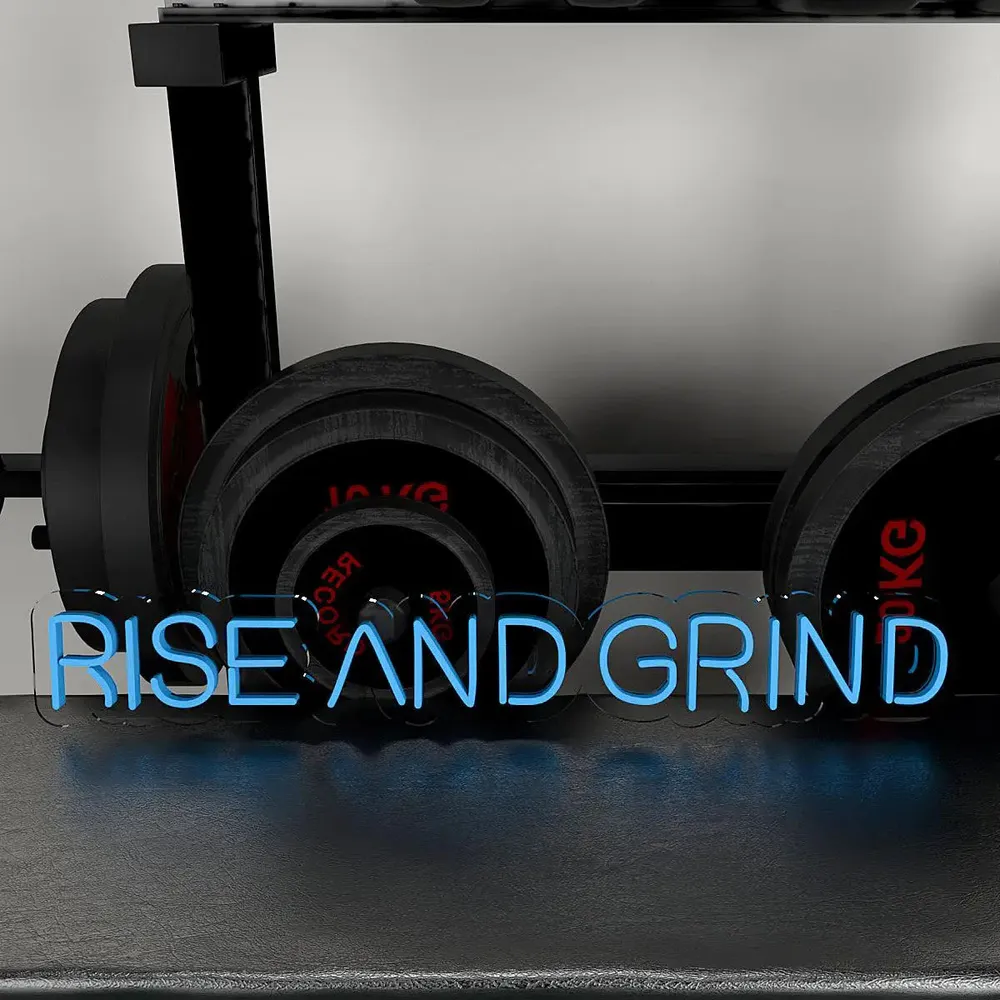 Rise And Grind' LED Neon Light for Gym Wall Decor Red