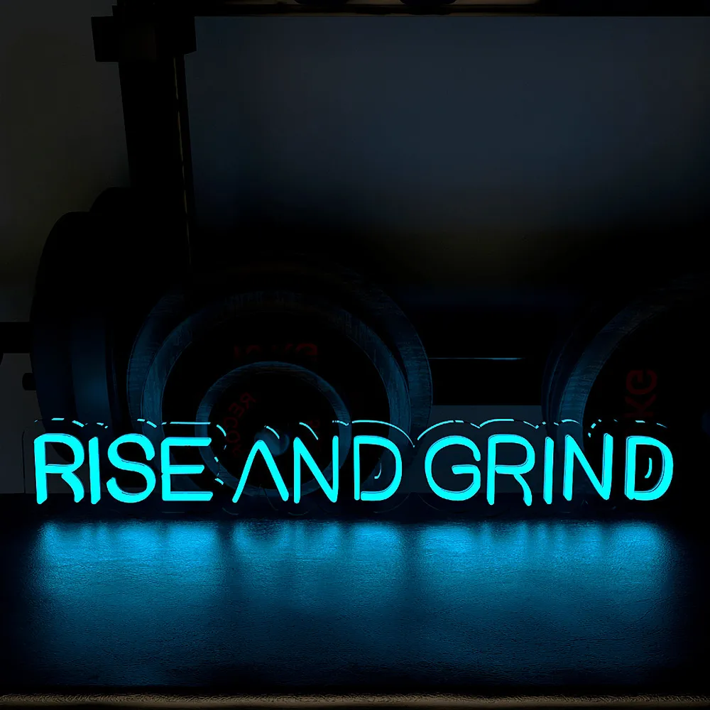 Rise And Grind' LED Neon Light for Gym Wall Decor Red