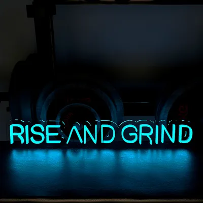 Rise And Grind' LED Neon Light for Gym Wall Decor