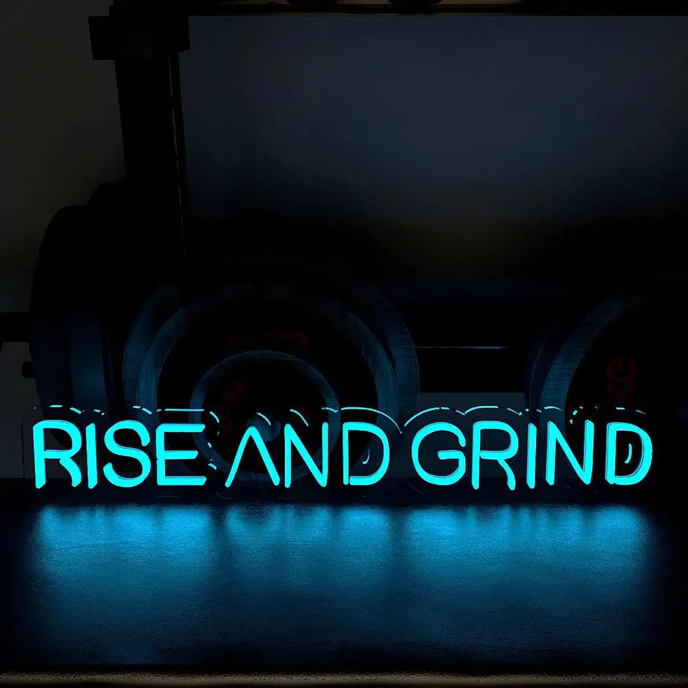 Rise And Grind' LED Neon Light for Gym Wall Decor Red