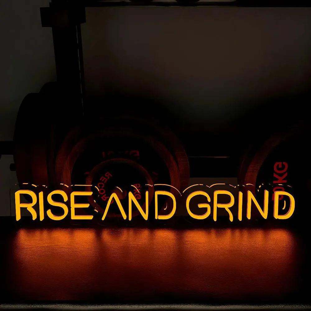 Rise And Grind' LED Neon Light for Gym Wall Decor Red