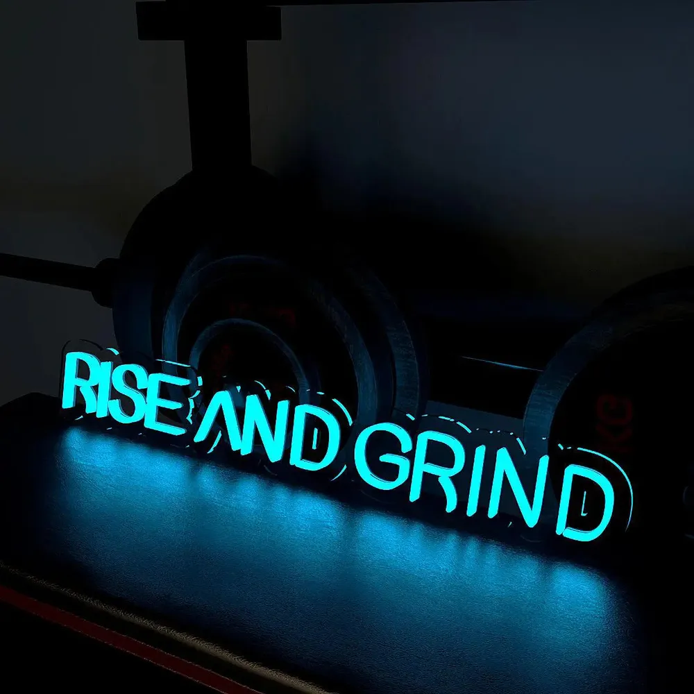 Rise And Grind' LED Neon Light for Gym Wall Decor Red
