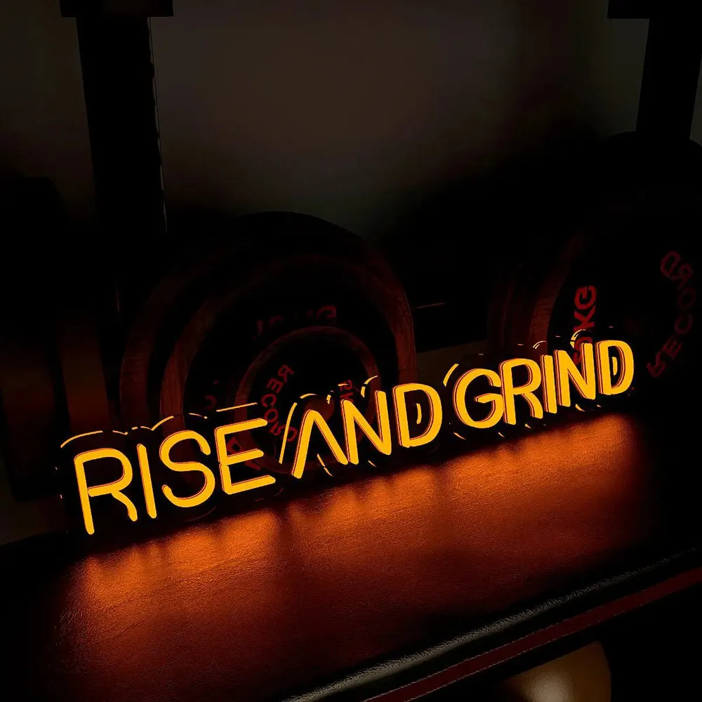 Rise And Grind' LED Neon Light for Gym Wall Decor Red