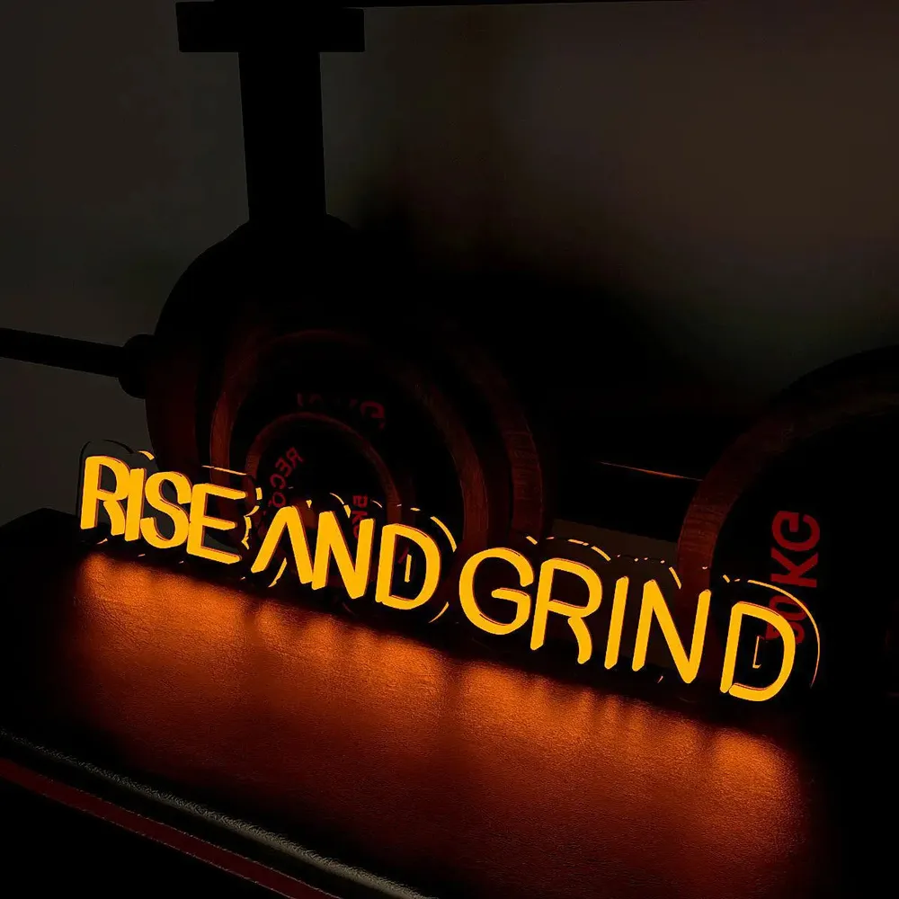 Rise And Grind' LED Neon Light for Gym Wall Decor Red