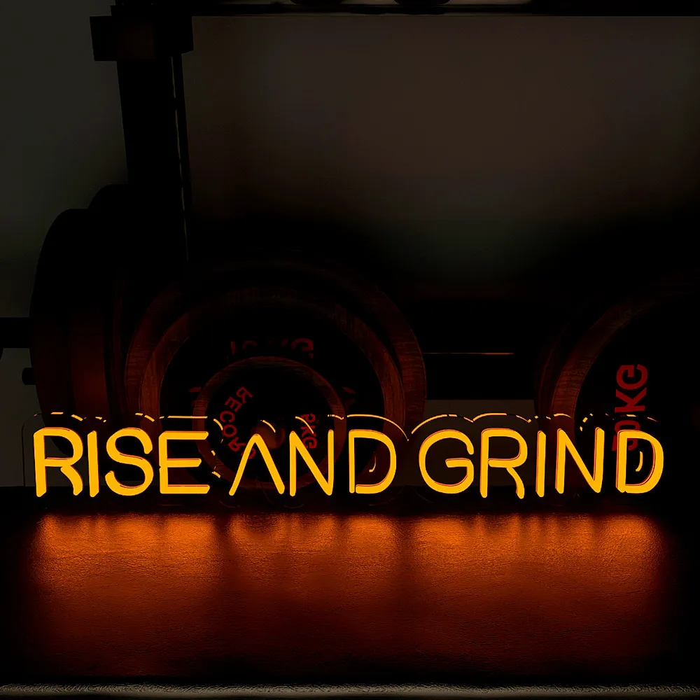 Rise And Grind' LED Neon Light for Gym Wall Decor Red