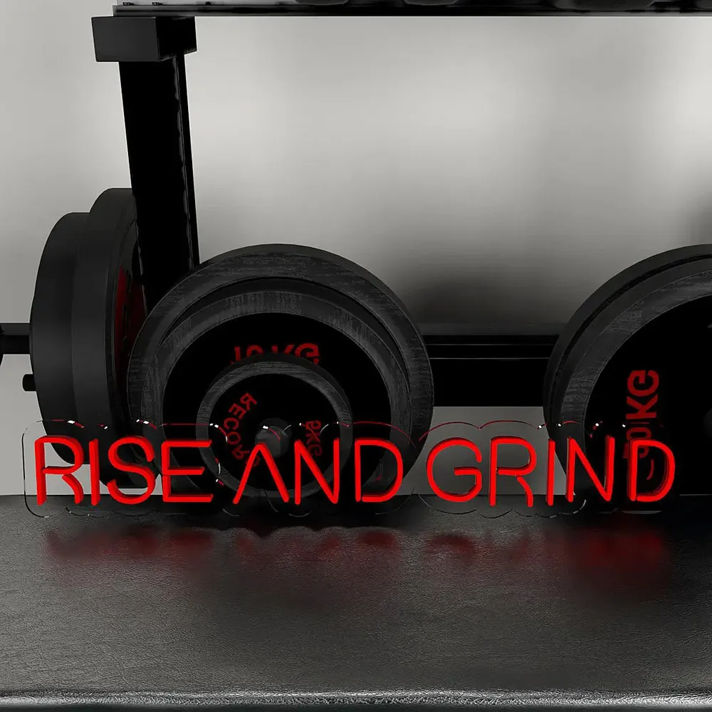 Rise And Grind' LED Neon Light for Gym Wall Decor Red