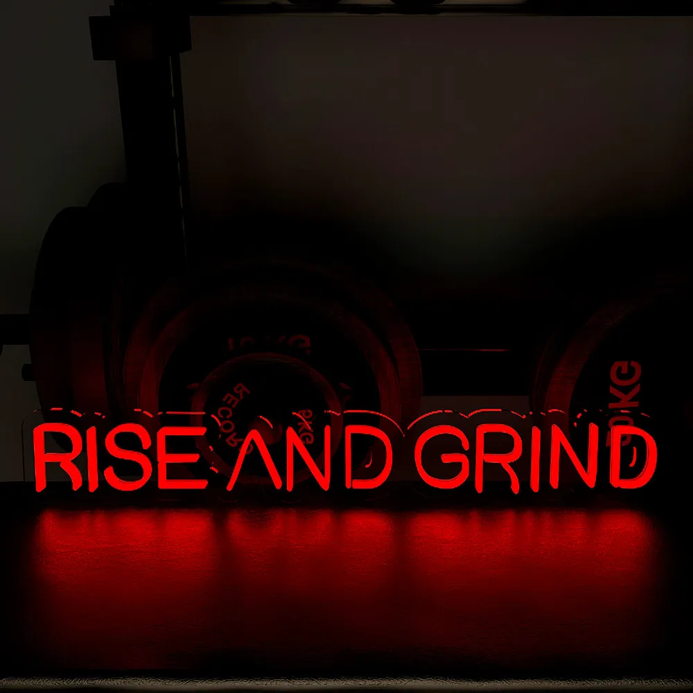 Rise And Grind' LED Neon Light for Gym Wall Decor Red