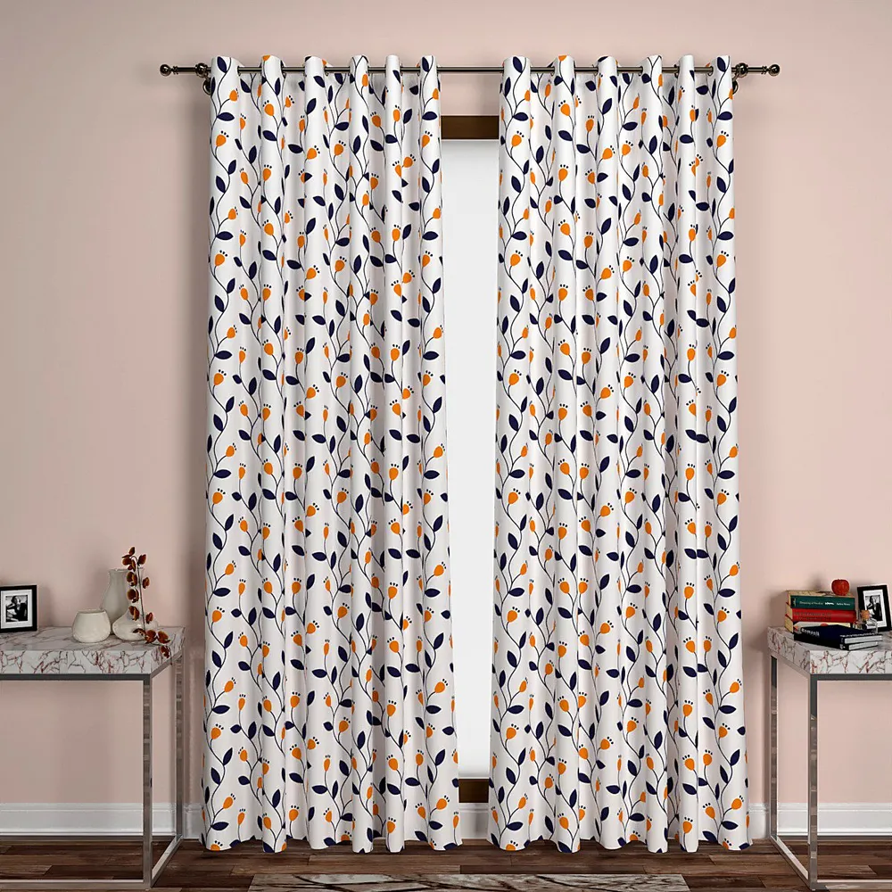 Rising Blue Stems Designer Door Curtain Medium Single Piece (7ft)