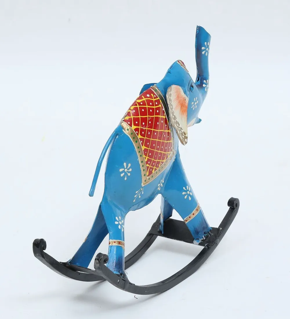 Rocking Elephant Metal Animal Figurine / Showpiece