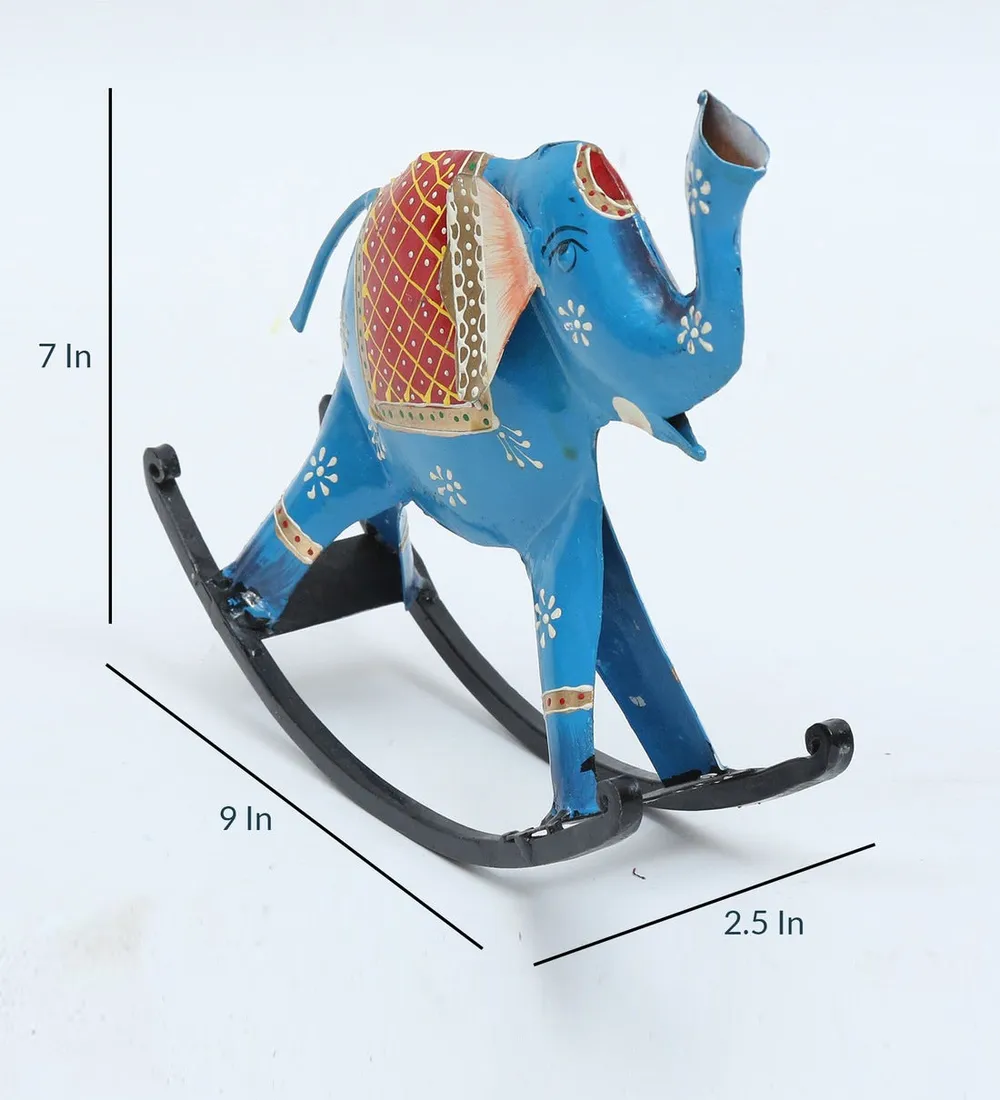 Rocking Elephant Metal Animal Figurine / Showpiece