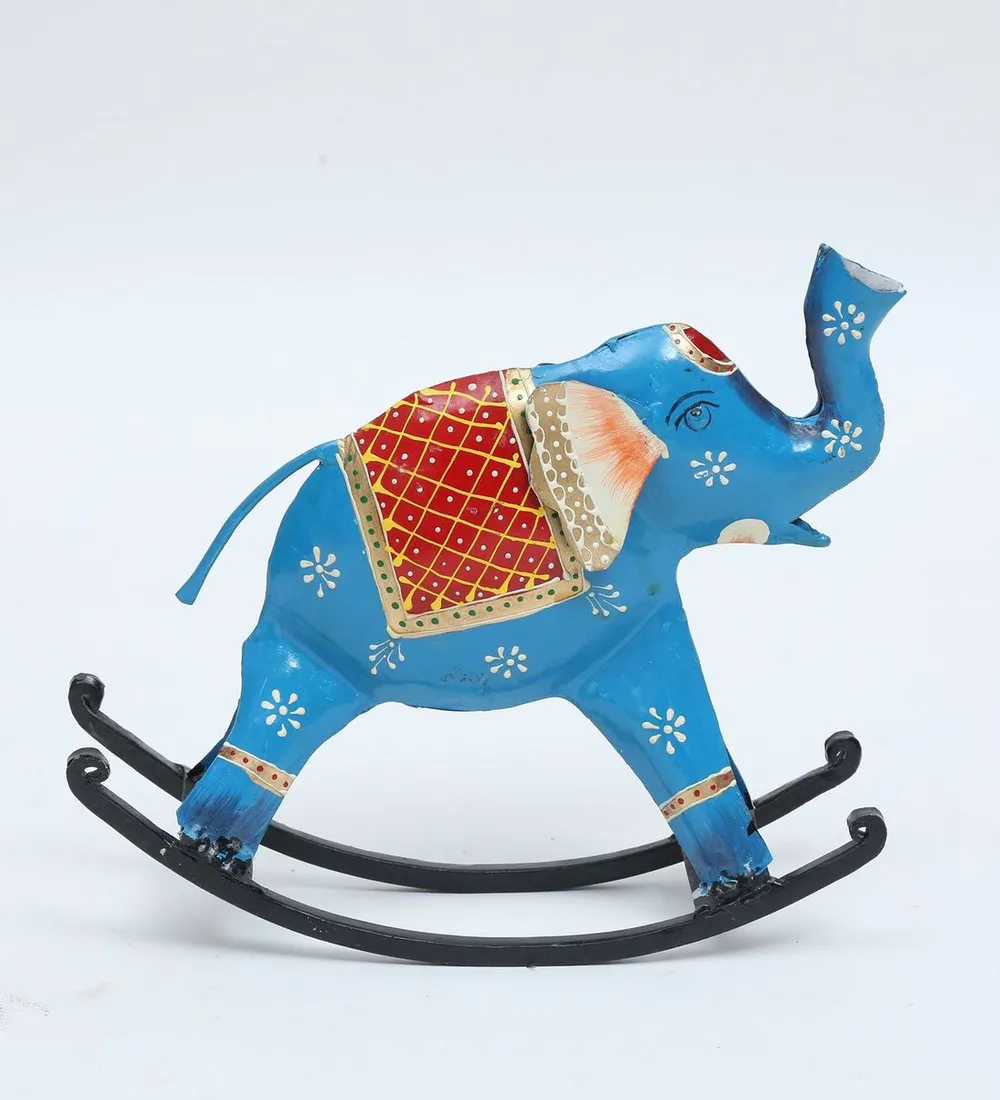 Rocking Elephant Metal Animal Figurine / Showpiece