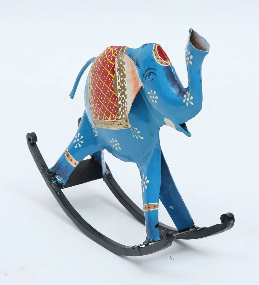 Rocking Elephant Metal Animal Figurine / Showpiece