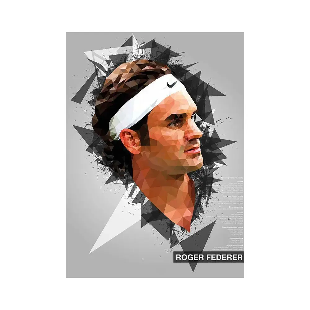 Roger Federer Poster - Abstract Art &amp; Paintings Framed Large 16" X 21"