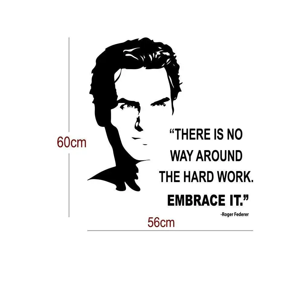 Roger Federer With Quote Sports Wall Sticker And Wall Decal